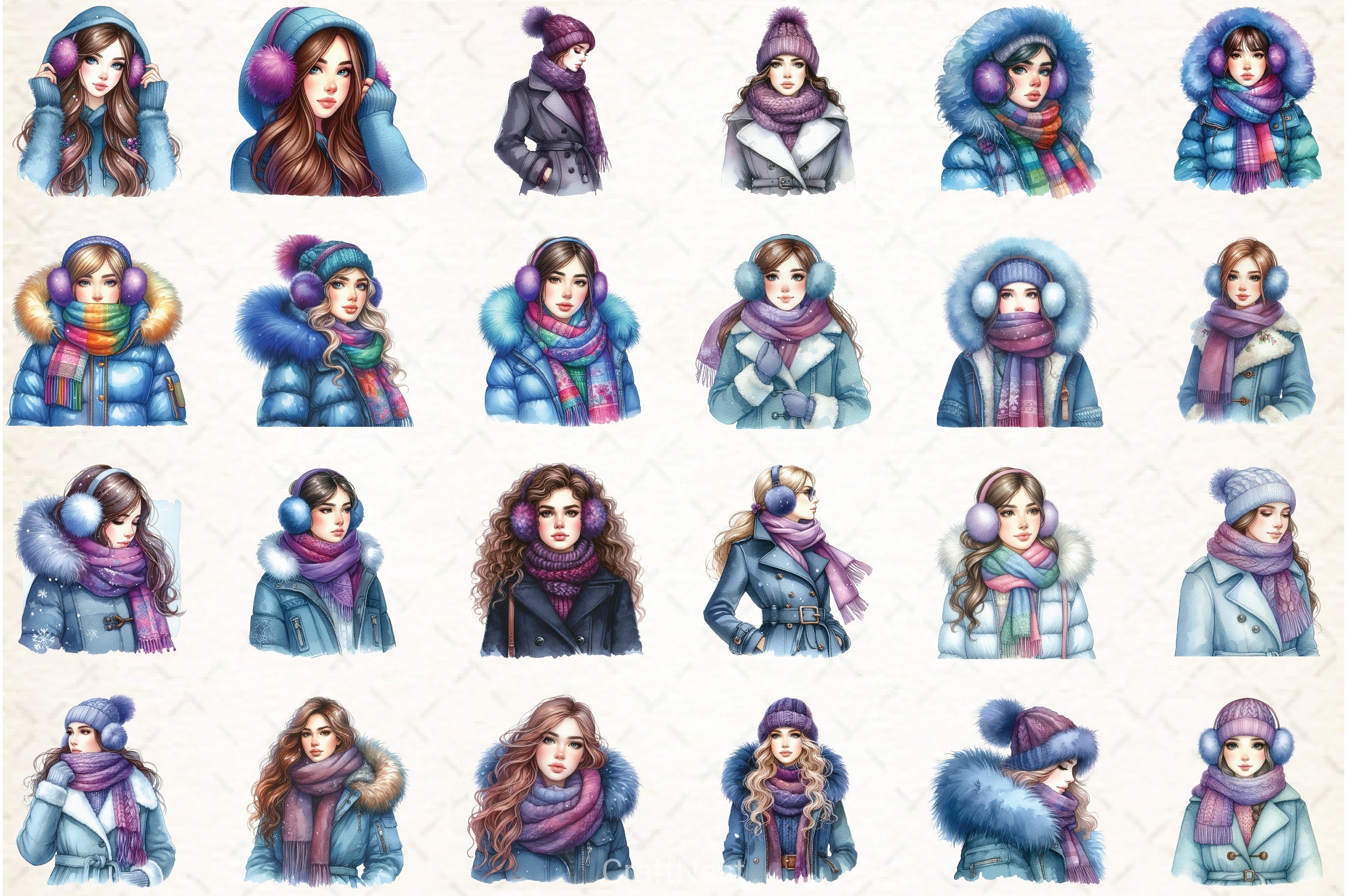 Winter Girl Clipart Bundle 12 - CraftNest - Digital Crafting and Art