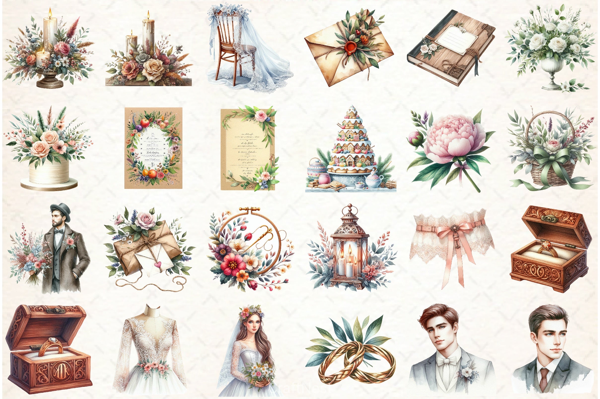 Nordic Wedding Clipart Bundle - CraftNest - Digital Crafting and Art