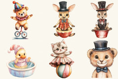 Vintage Cute Circus Party Clipart Bundle - CraftNest - Digital Crafting and Art