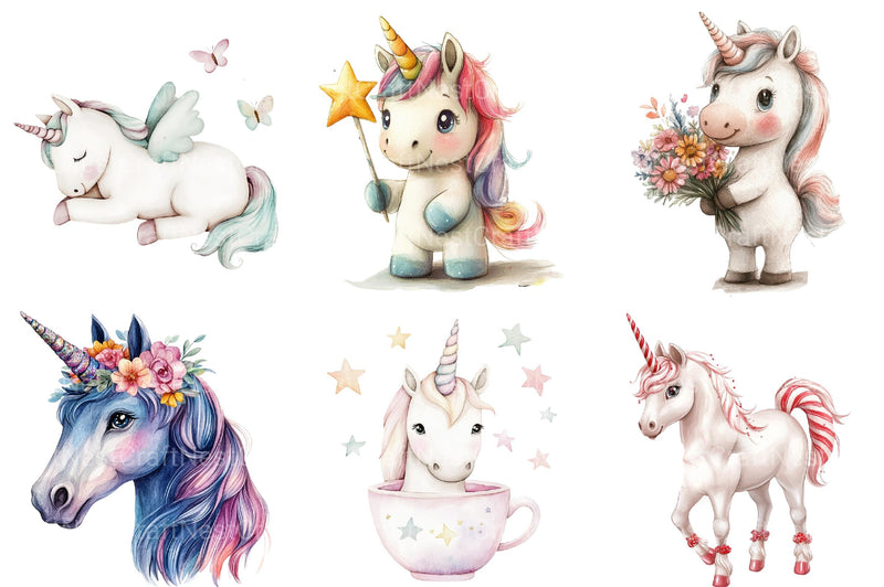 White Unicorns Clipart - CraftNest - Digital Crafting and Art