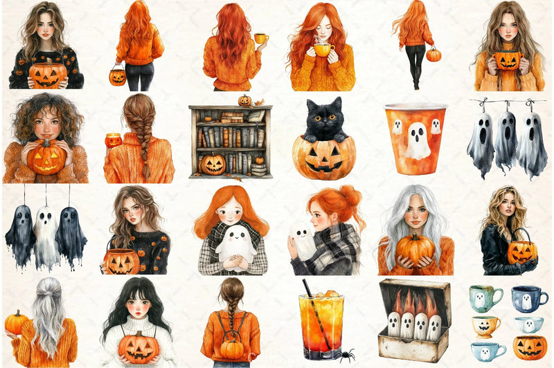 Cozy Halloween Clipart Bundle 1 - CraftNest - Digital Crafting and Art