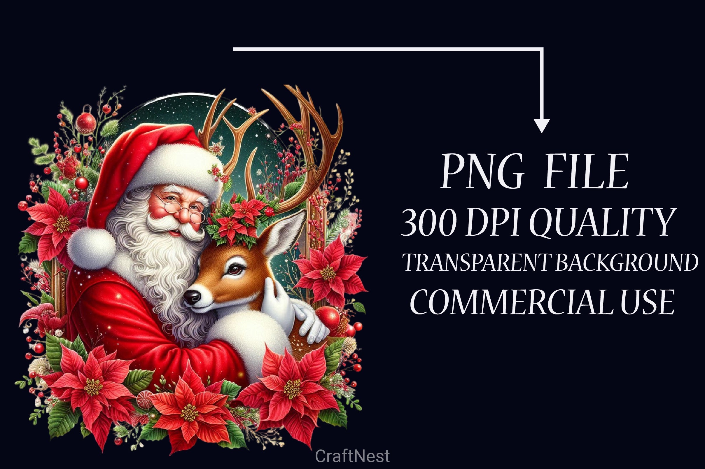 Santa Claus & Reindeer Clipart Bundle - CraftNest - Digital Crafting and Art