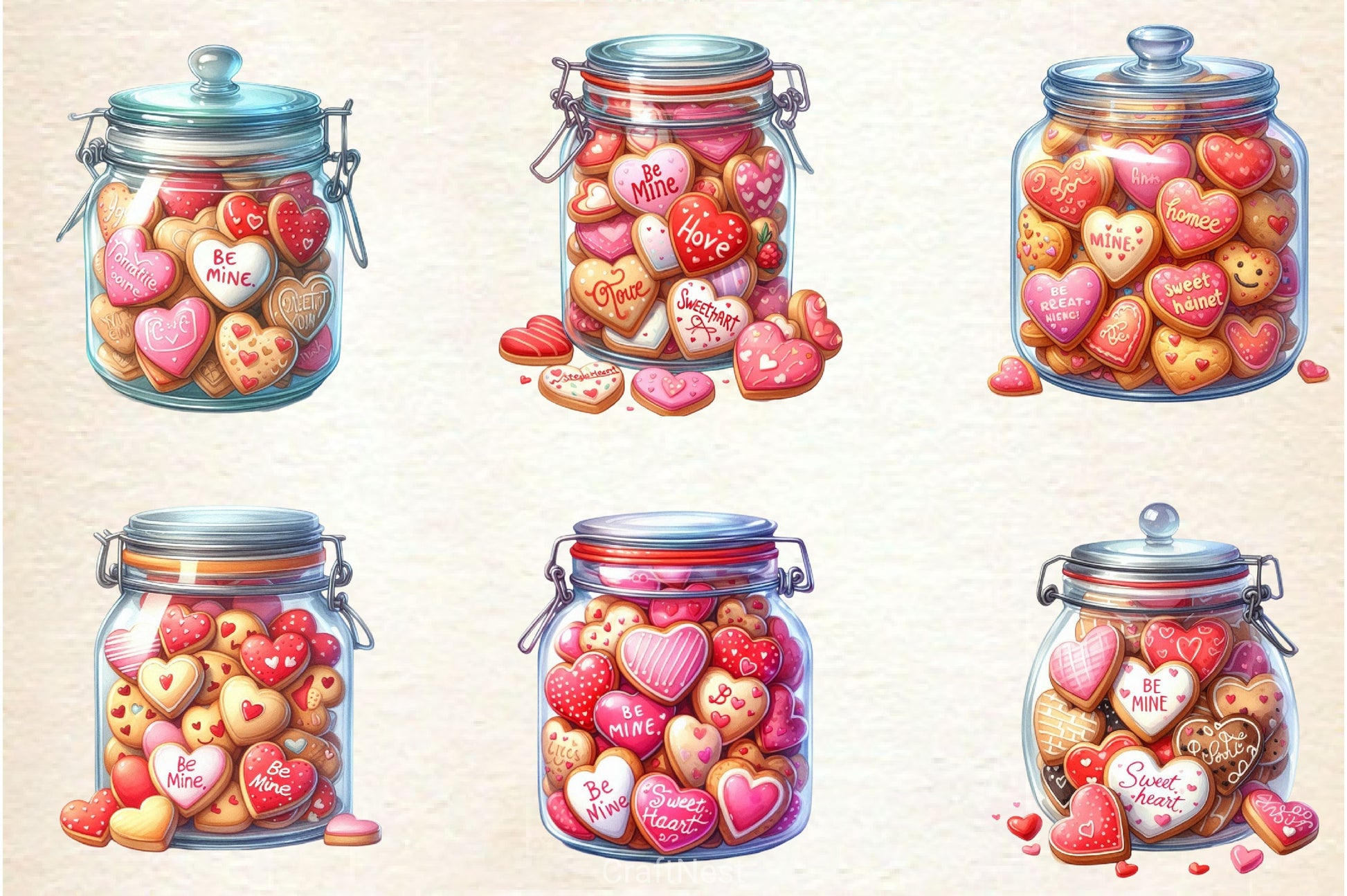 Valentine Romantic Cookie Jar Clipart Bundle - CraftNest - Digital Crafting and Art