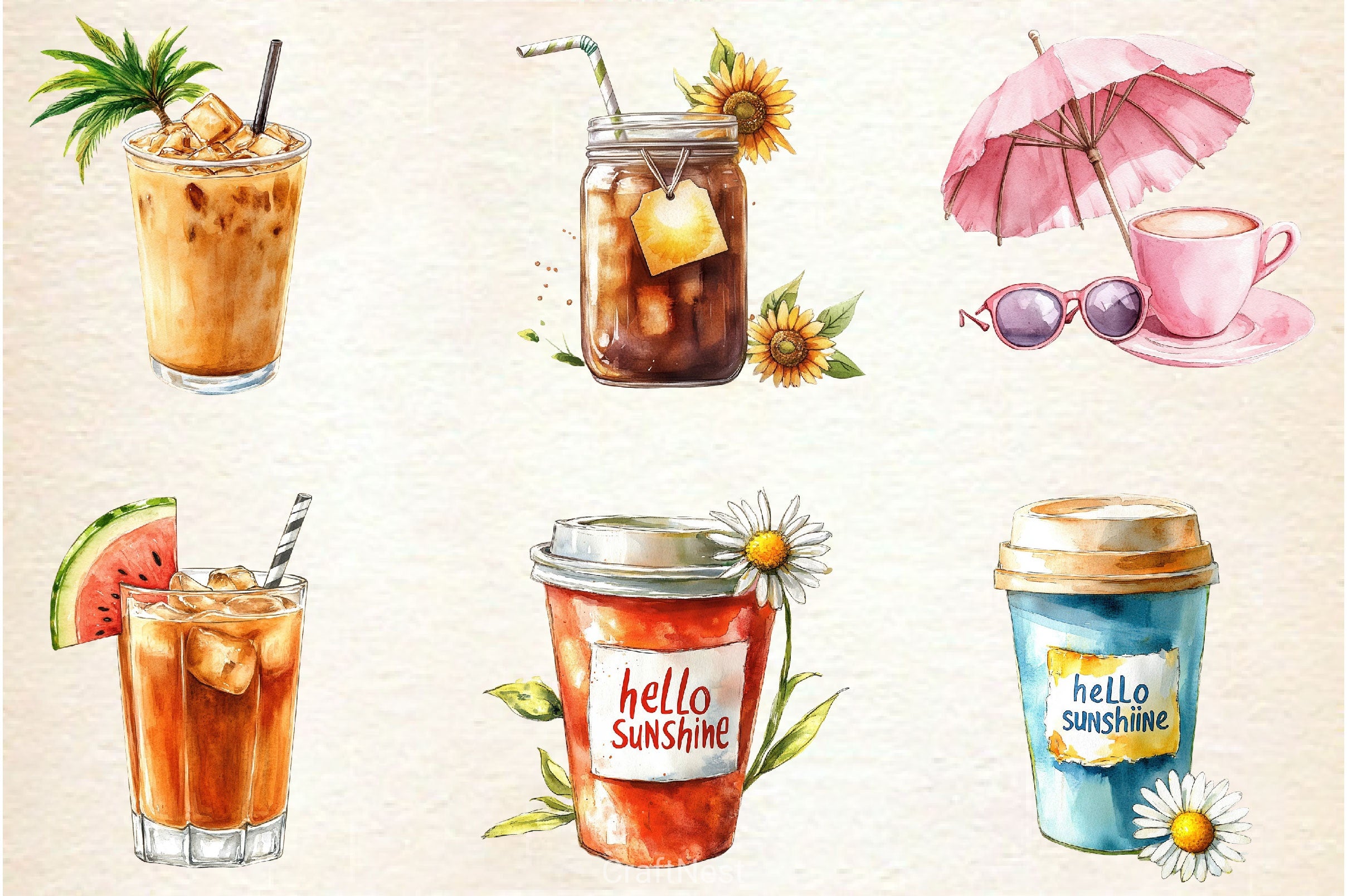 Summer Coffee Clipart Bundle - CraftNest - Digital Crafting and Art
