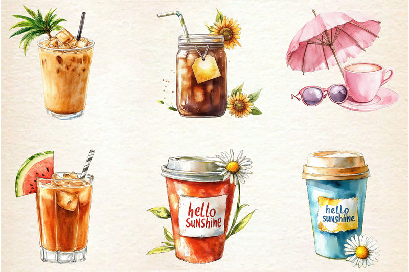 Summer Coffee Clipart Bundle - CraftNest - Digital Crafting and Art