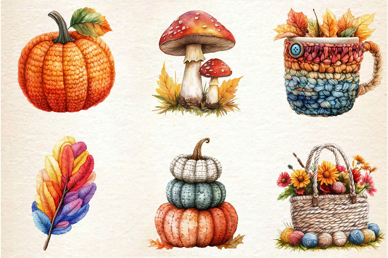 Crochet Autumn Clipart Bundle 3 - CraftNest - Digital Crafting and Art