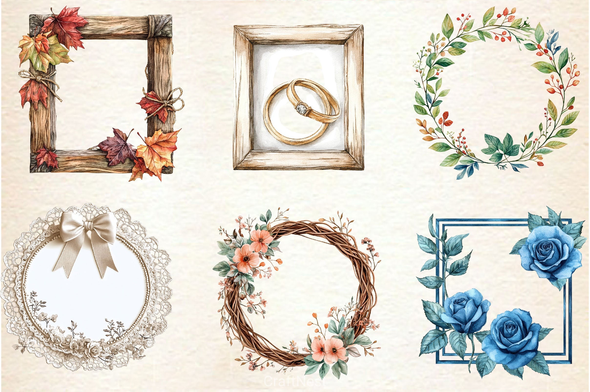 Wedding Photo Frames Clipart Bundle - CraftNest - Digital Crafting and Art