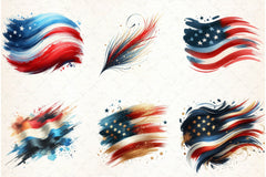 4th of July Brushstroke Clipart Bundle - CraftNest - Digital Crafting and Art