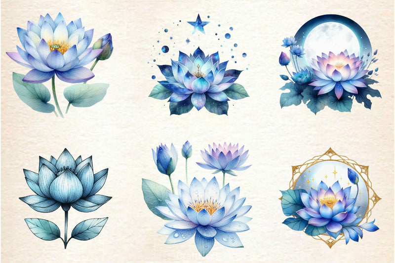 Blue Lotus Clipart Bundle - CraftNest - Digital Crafting and Art
