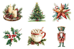 Rustic Red Green Christmas Winter Clipart Bundle - CraftNest - Digital Crafting and Art