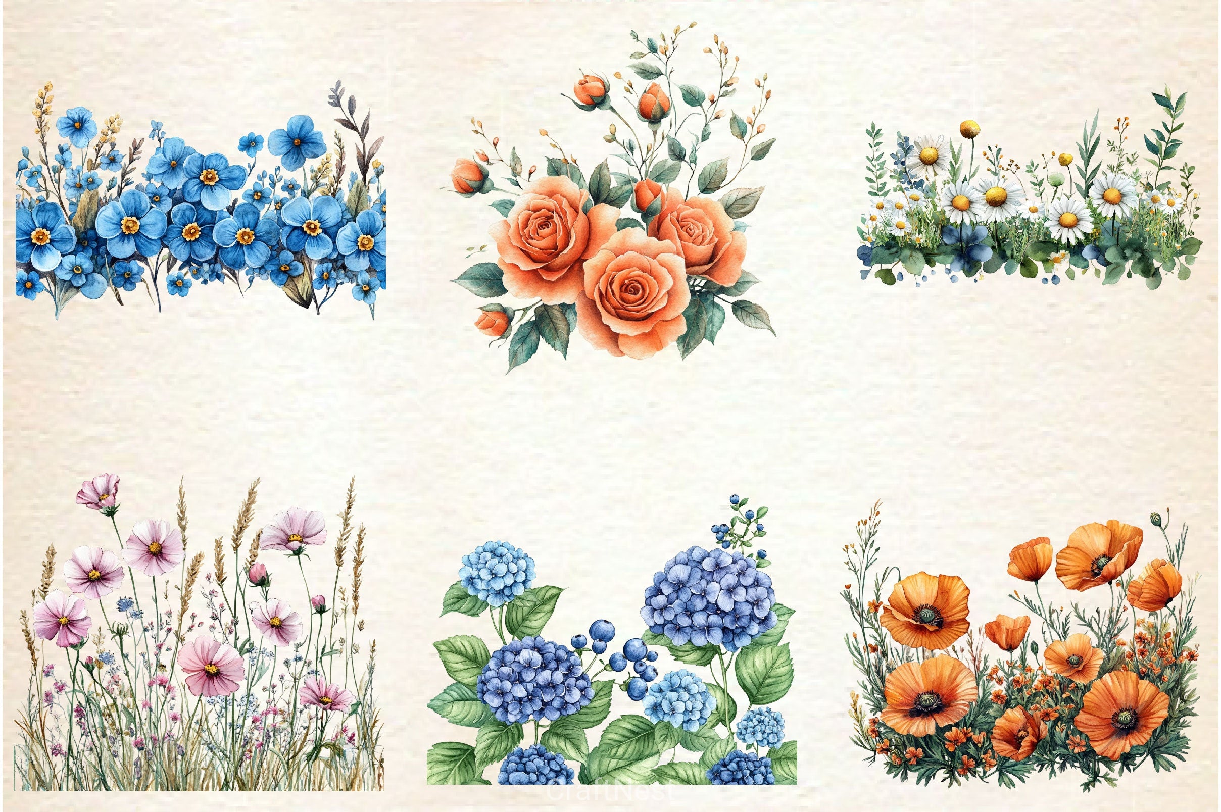 Summer Flower Border Clipart Bundle - CraftNest - Digital Crafting and Art