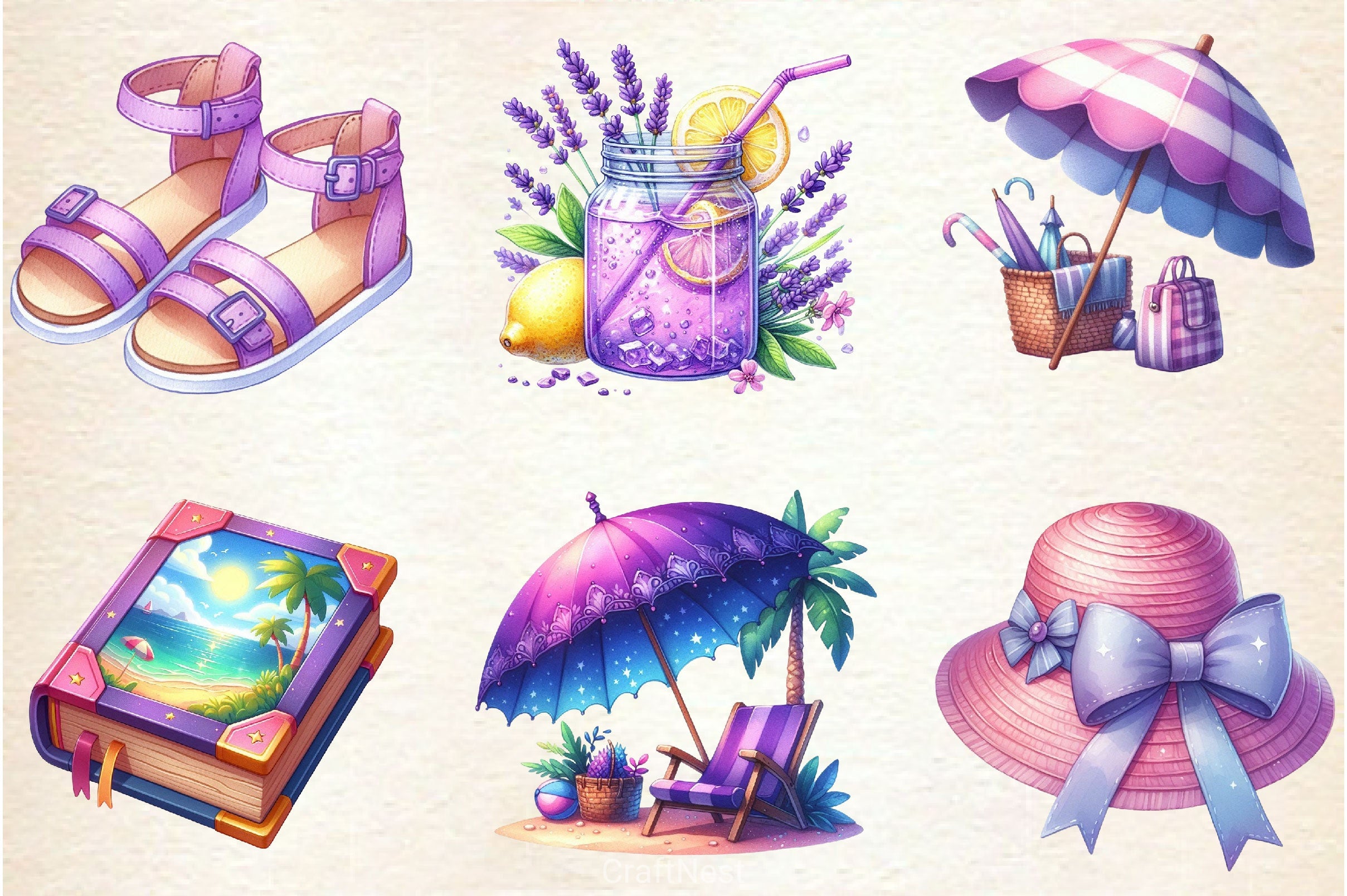 Purple Summer Clipart Bundle 4 - CraftNest - Digital Crafting and Art
