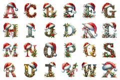 Christmas Alphabet Letters Santa Hat Clipart Bundle - CraftNest - Digital Crafting and Art