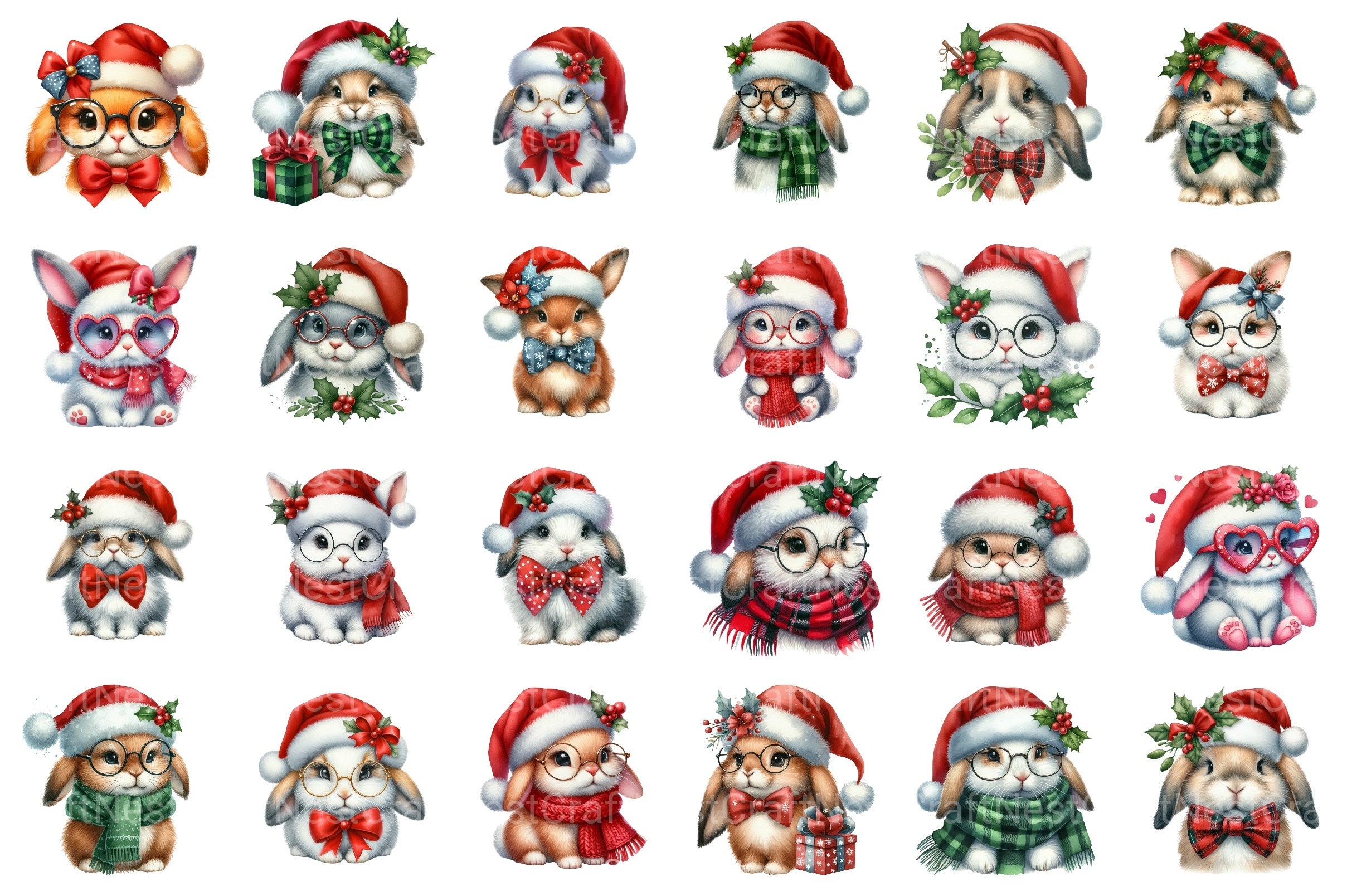 Christmas Bunny Clipart Bundle - CraftNest - Digital Crafting and Art