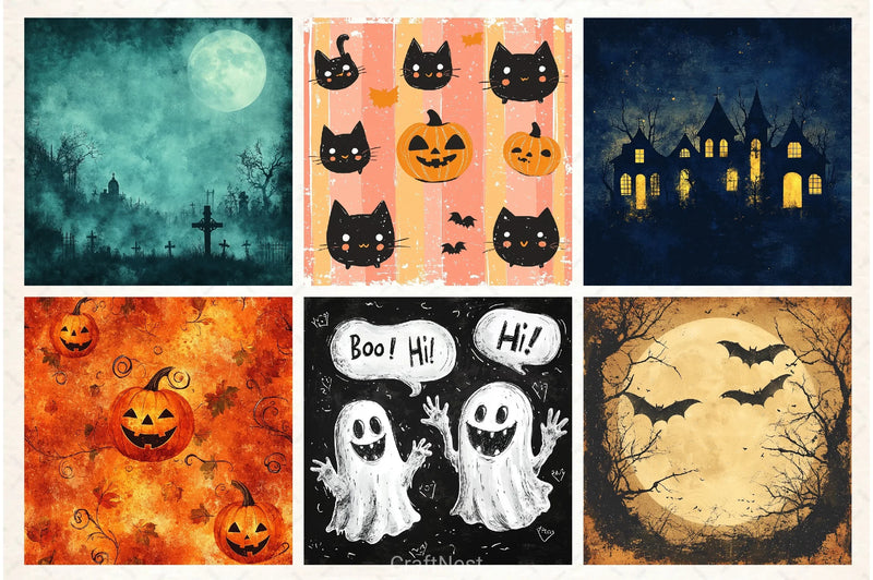 Halloween Digital Papers Set - CraftNest - Digital Crafting and Art