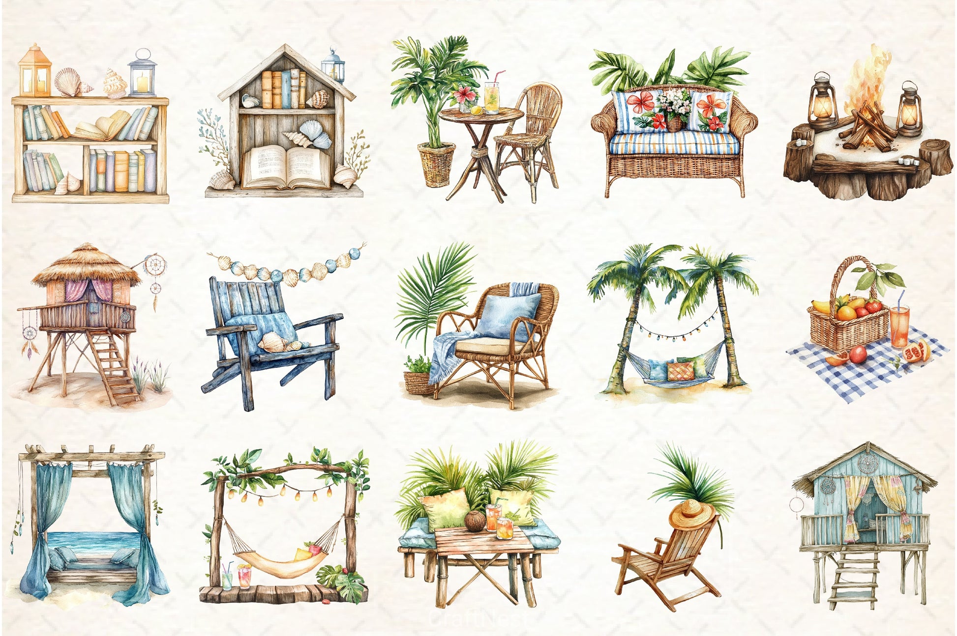 Beach Nook Clipart Bundle - CraftNest - Digital Crafting and Art