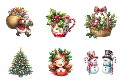 Classic Retro Vintage Christmas Clipart Bundle - CraftNest - Digital Crafting and Art