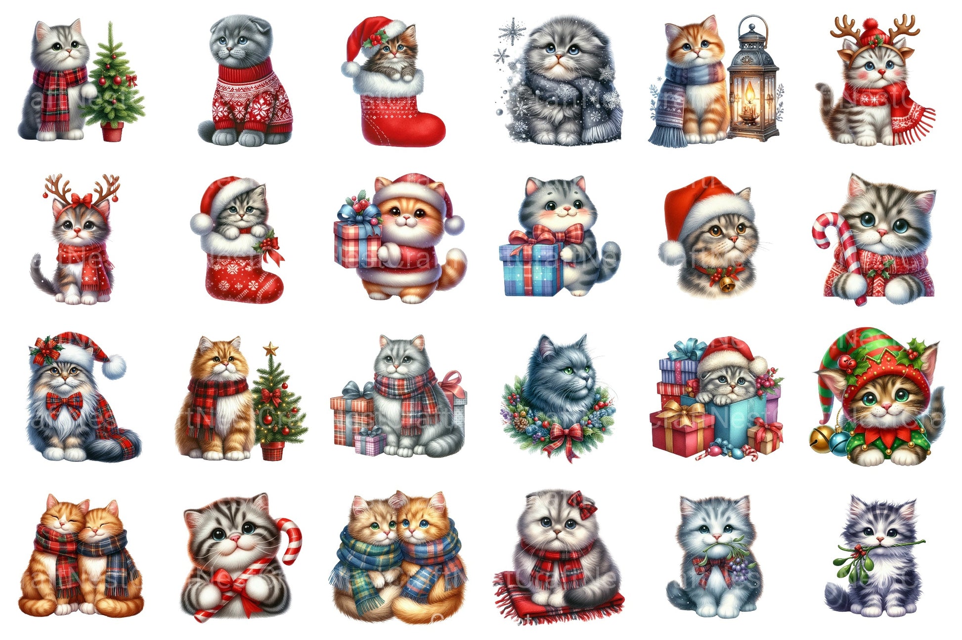 Christmas Scottish Cat Clipart Bundle - CraftNest - Digital Crafting and Art