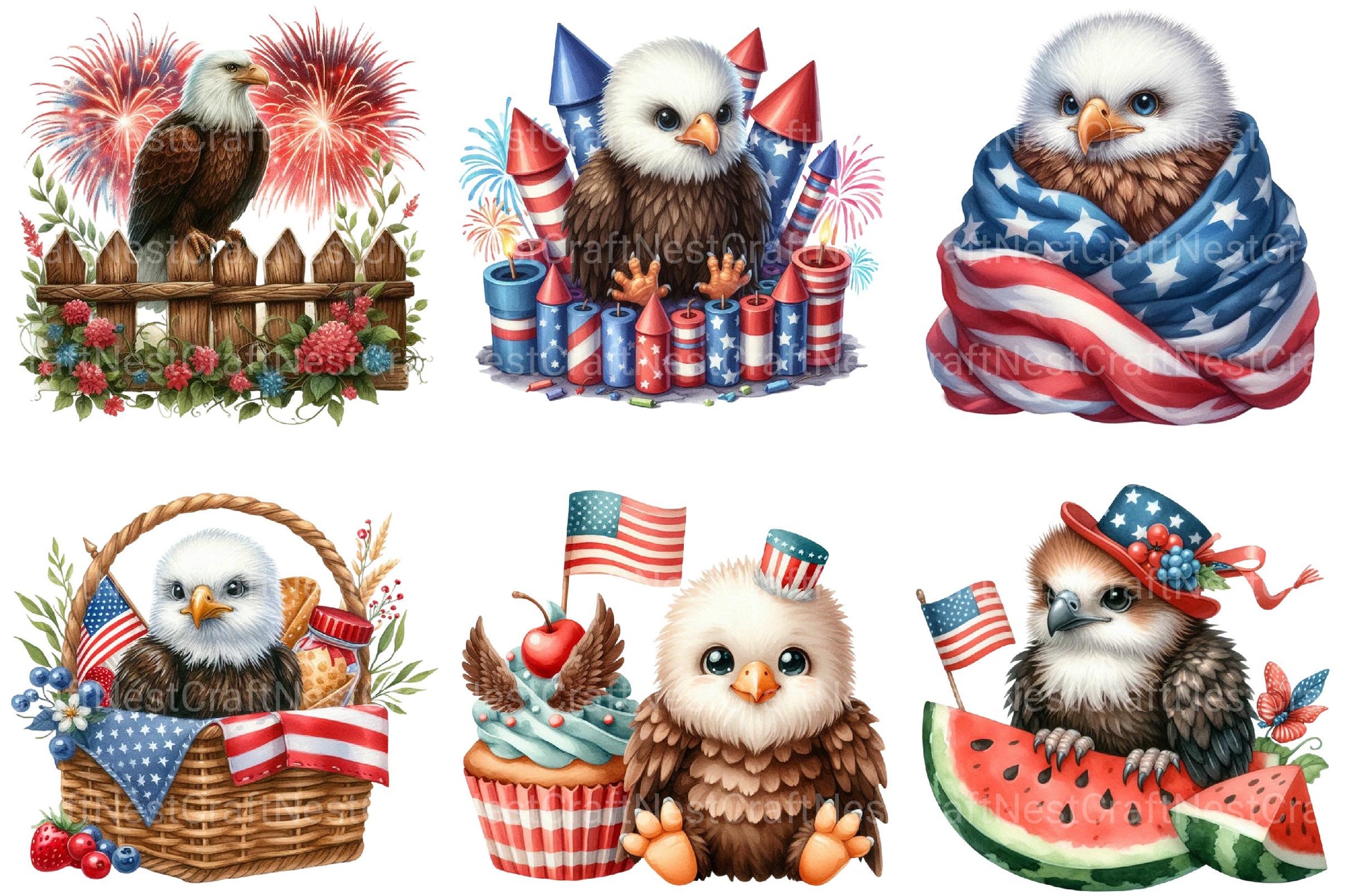 4th of July Eagle Clipart - CraftNest - Digital Crafting and Art