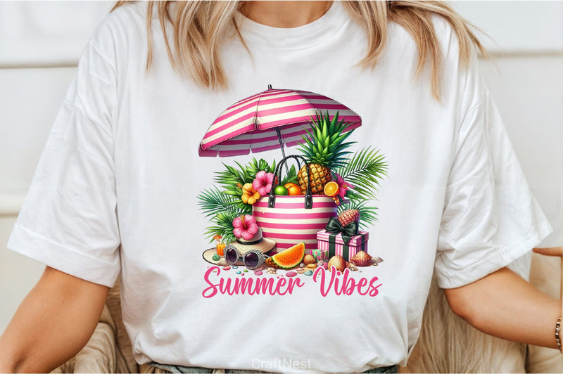 Summer Vibes Striped Beach Bag Clipart Bundle 4 - CraftNest - Digital Crafting and Art