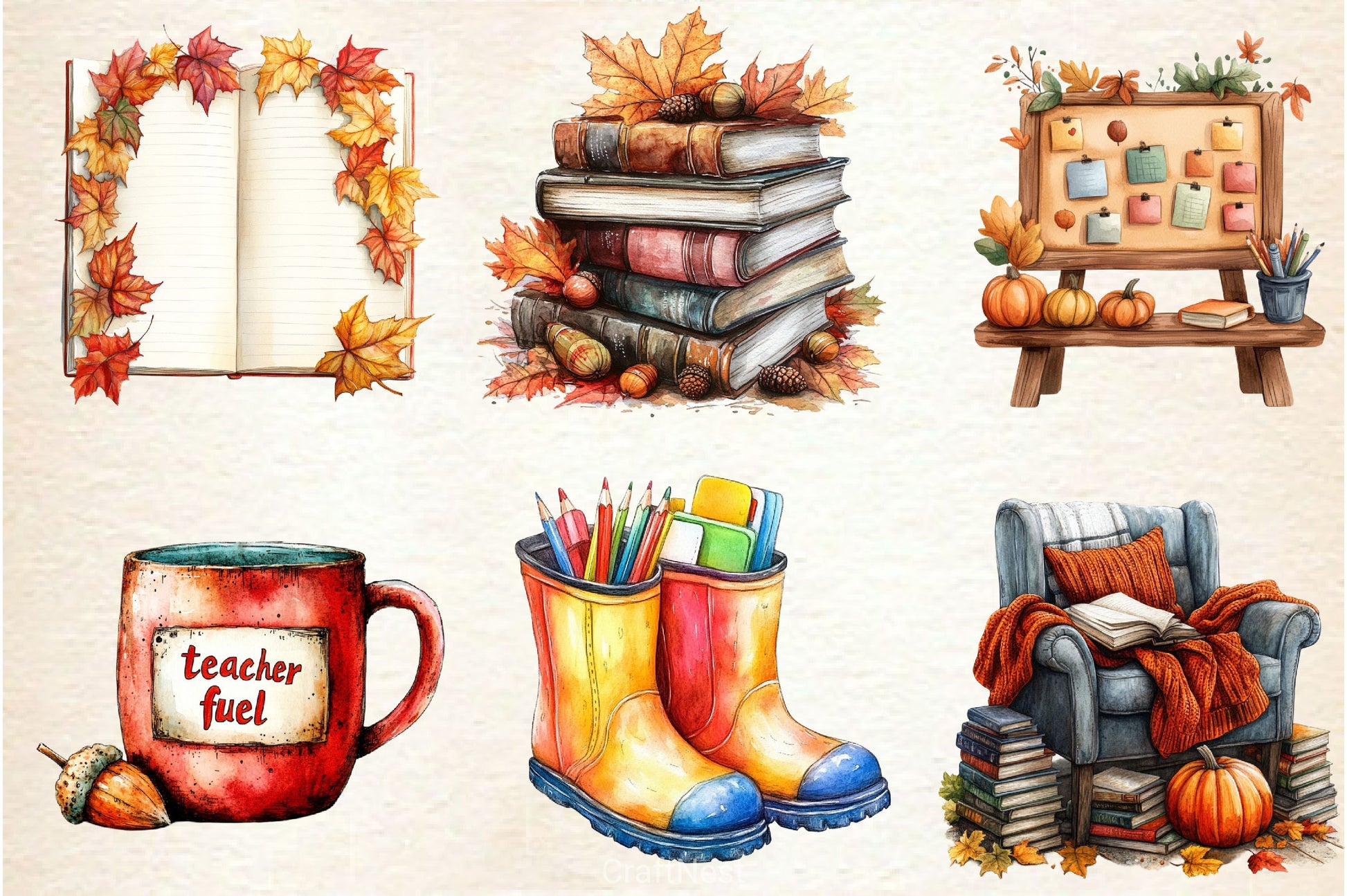 Autumn Back To School Clipart Bundle 2 - CraftNest - Digital Crafting and Art