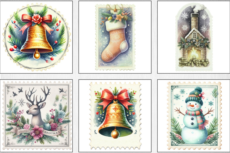 Vintage Christmas Labels Clipart Bundle - CraftNest - Digital Crafting and Art