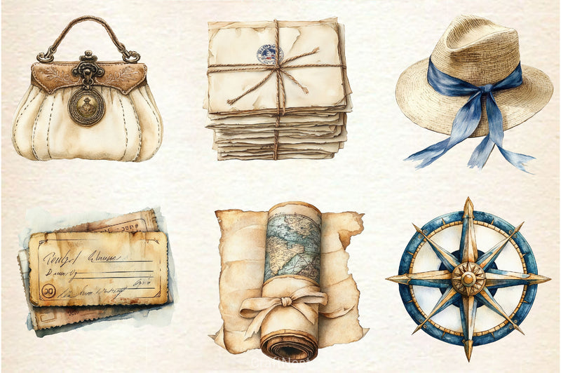 Antique Ivory Travel Clipart Bundle 2 - CraftNest - Digital Crafting and Art