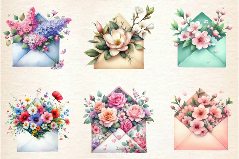 Spring Envelope Flower Letter Clipart Bundle 2 - CraftNest - Digital Crafting and Art