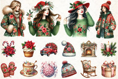 Floral Festive Christmas Clipart Bundle - CraftNest - Digital Crafting and Art