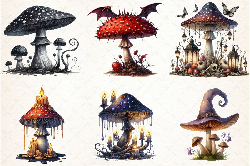 Gothic Mushroom Clipart Bundle 2 - CraftNest - Digital Crafting and Art