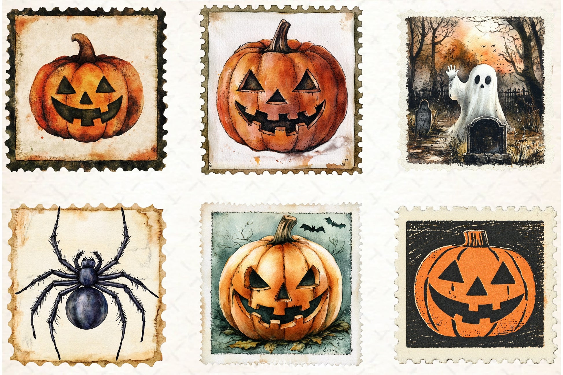 Vintage Halloween Stamp Clipart Bundle - CraftNest - Digital Crafting and Art