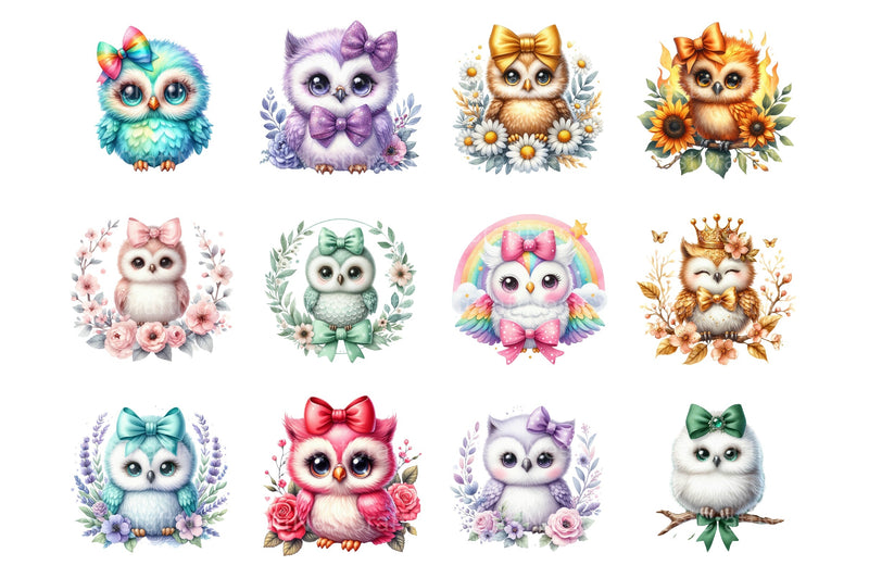 Cute Baby Owl Clipart Bundle - CraftNest - Digital Crafting and Art