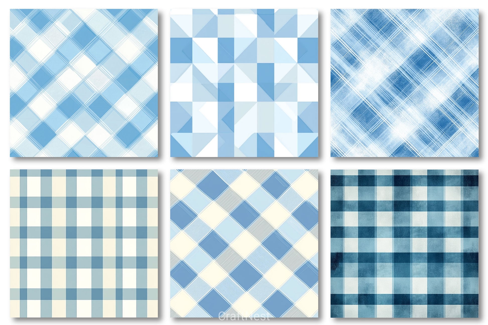 Light Blue Winter Plaid Digital Papers - CraftNest - Digital Crafting and Art