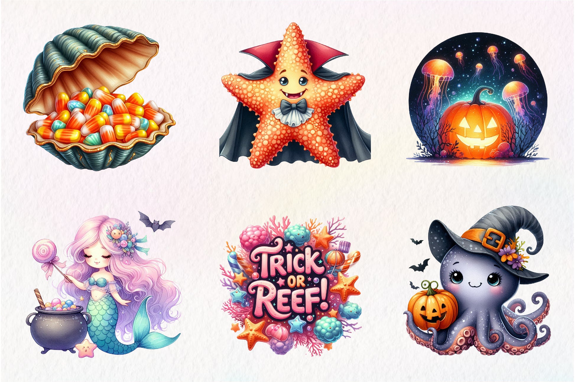 Cute Halloween Undersea Clipart Bundle - CraftNest - Digital Crafting and Art