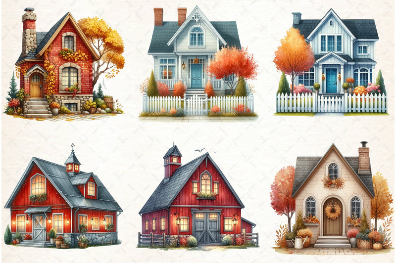 Autumn House Clipart Bundle 3 - CraftNest - Digital Crafting and Art