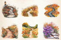 Fall Wildflowers Pathway Clipart Bundle 2 - CraftNest - Digital Crafting and Art