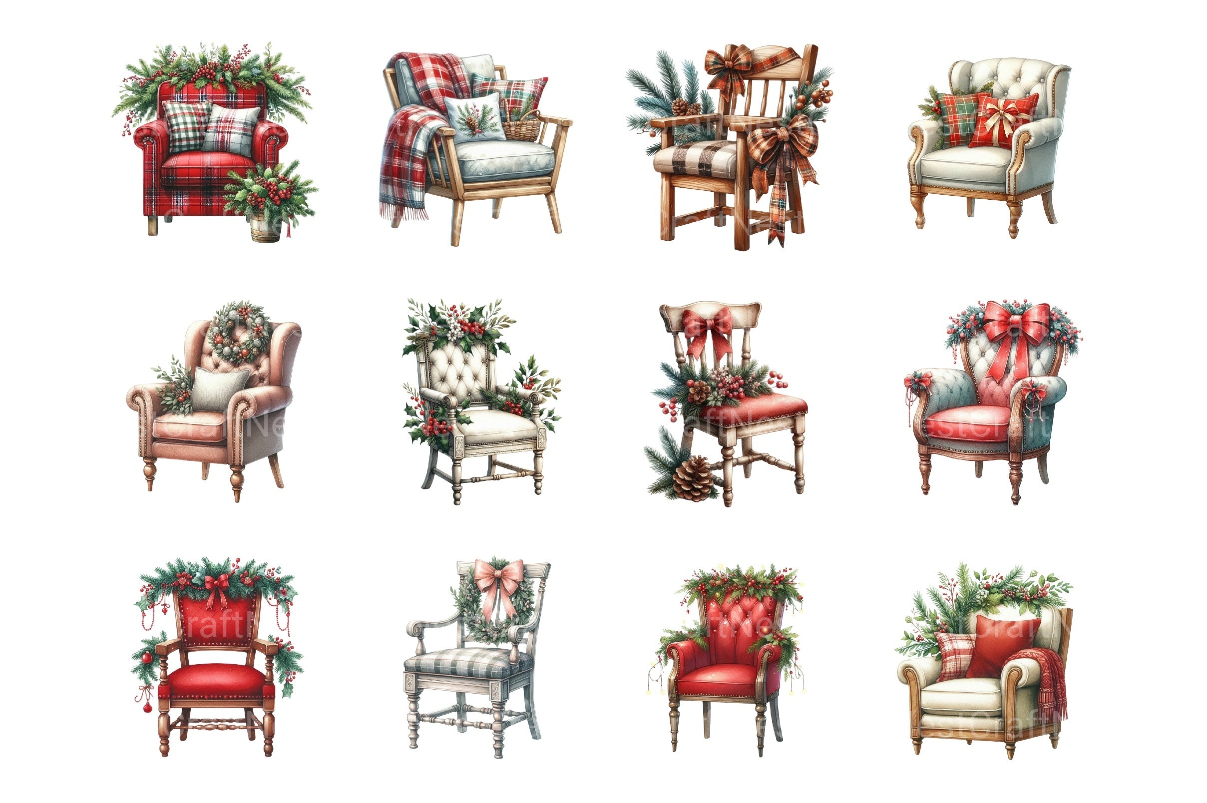 Christmas Chair Clipart Bundle - CraftNest - Digital Crafting and Art