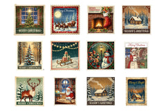 Vintage Christmas Stamps: Retro Santa, Snowman, Tree Clipart Bundle - CraftNest - Digital Crafting and Art