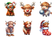 Christmas Highland Cow Clipart Bundle 77 - CraftNest - Digital Crafting and Art