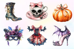 Gothic Coquette Halloween Clipart Bundle - CraftNest - Digital Crafting and Art