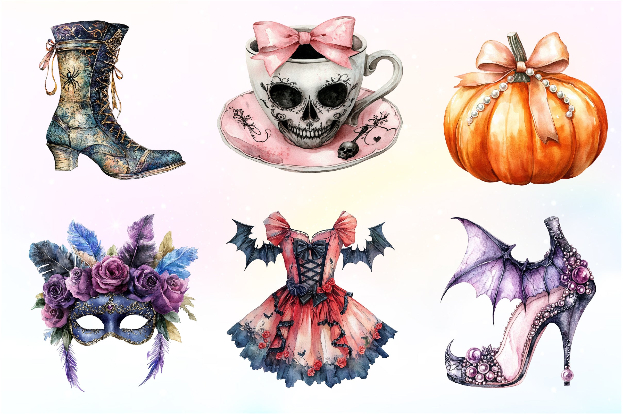Gothic Coquette Halloween Clipart Bundle - CraftNest - Digital Crafting and Art