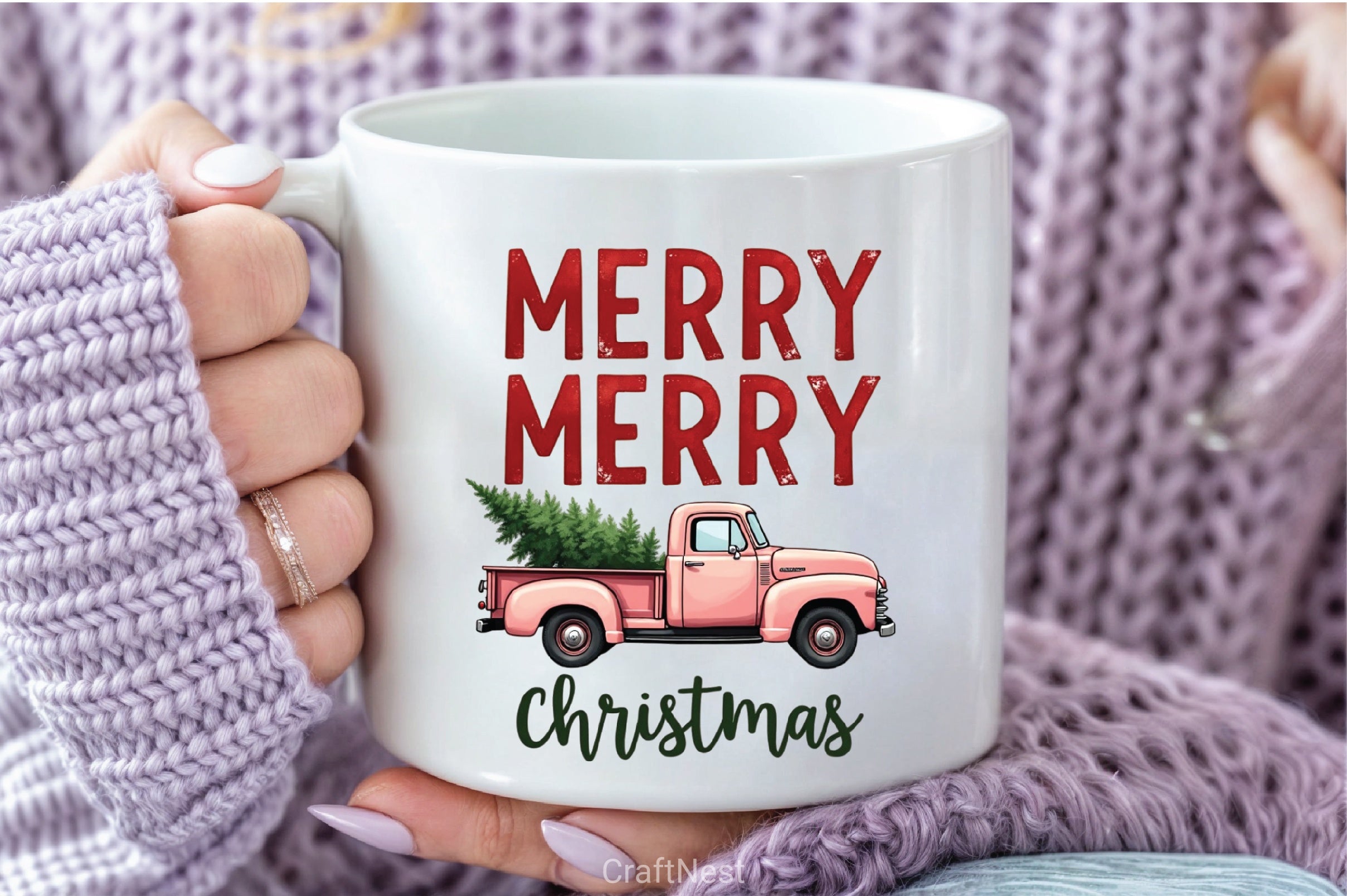 Pink Retro Christmas Truck Clipart Bundle - CraftNest - Digital Crafting and Art