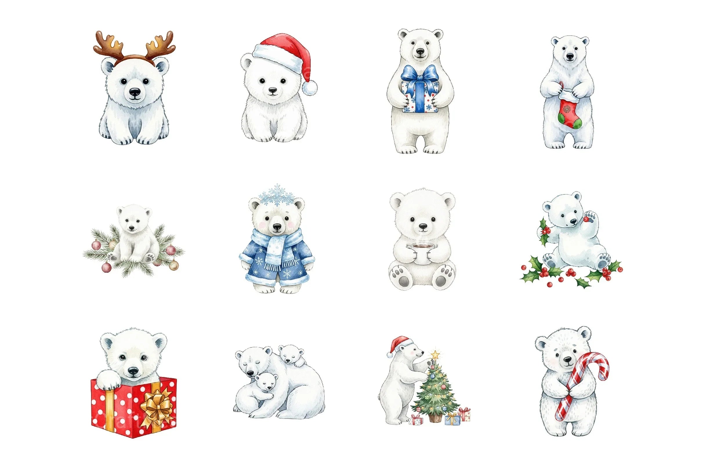 Polar Bear Christmas Clipart Bundle 2 - CraftNest - Digital Crafting and Art