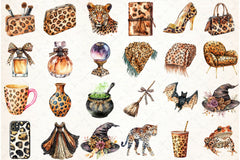 Leopard Witch Clipart Bundle - CraftNest - Digital Crafting and Art