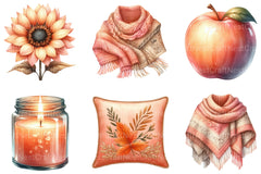 Peach Colored Autumn Clipart Bundle - CraftNest - Digital Crafting and Art