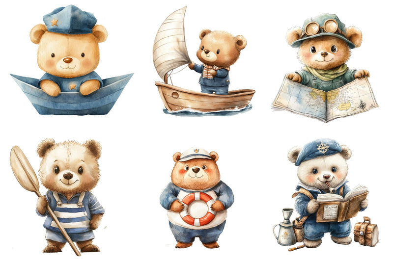Bear Sailor Nautical Clipart Bundle - CraftNest - Digital Crafting and Art