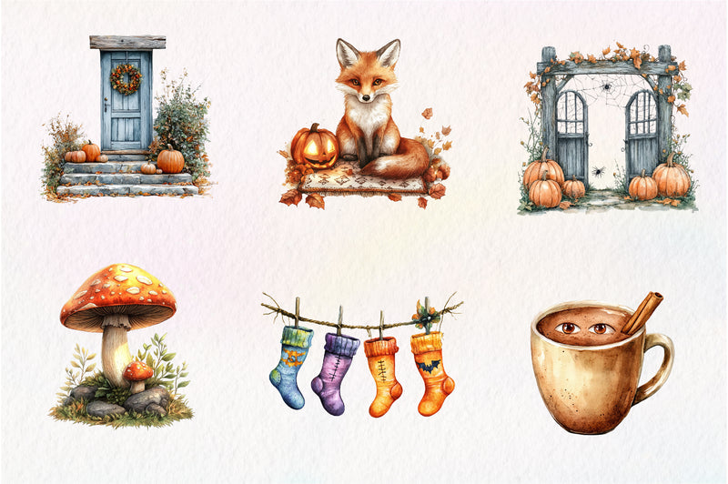 Cute Halloween Cottage Clipart Bundle - CraftNest - Digital Crafting and Art