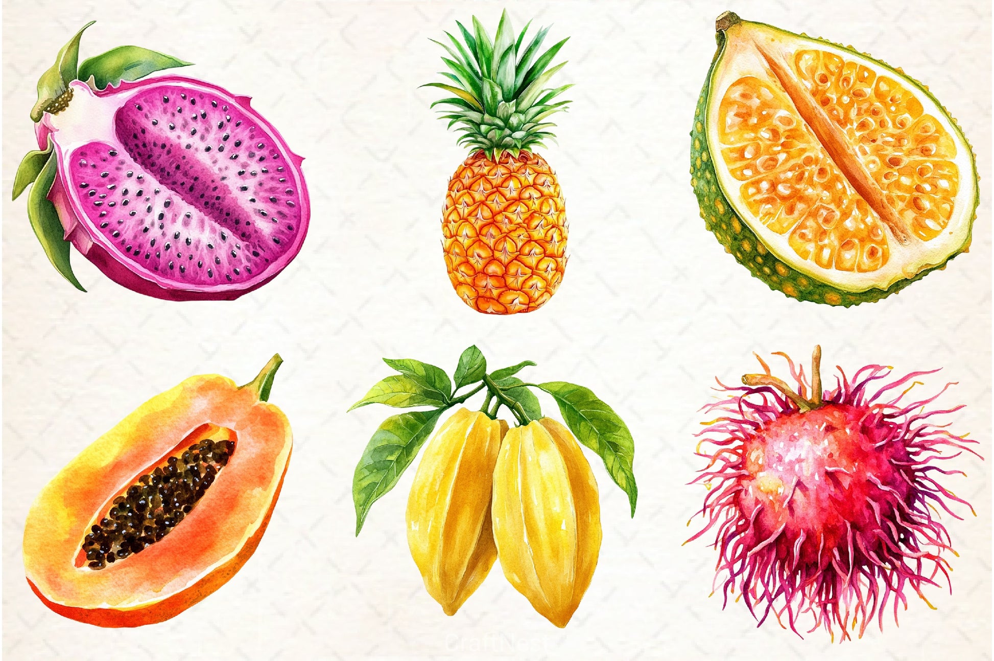Tropical Fruit Clipart Bundle - CraftNest - Digital Crafting and Art