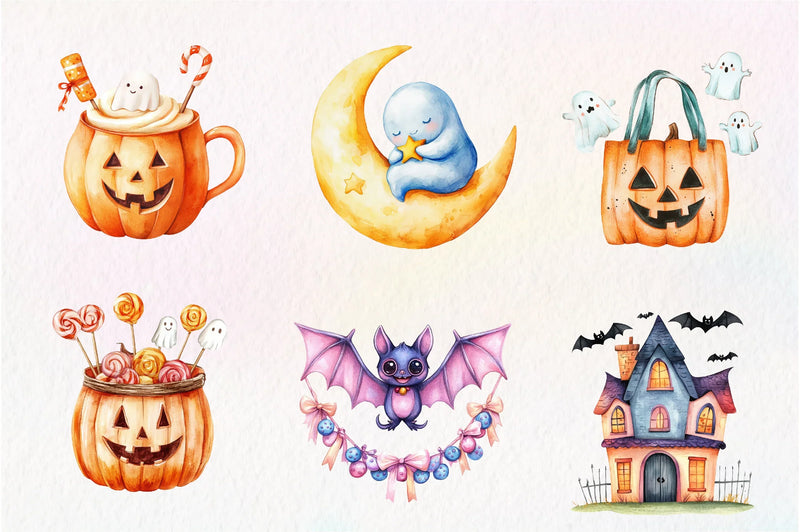 Cute Halloween Set Clipart Bundle 1 - CraftNest - Digital Crafting and Art