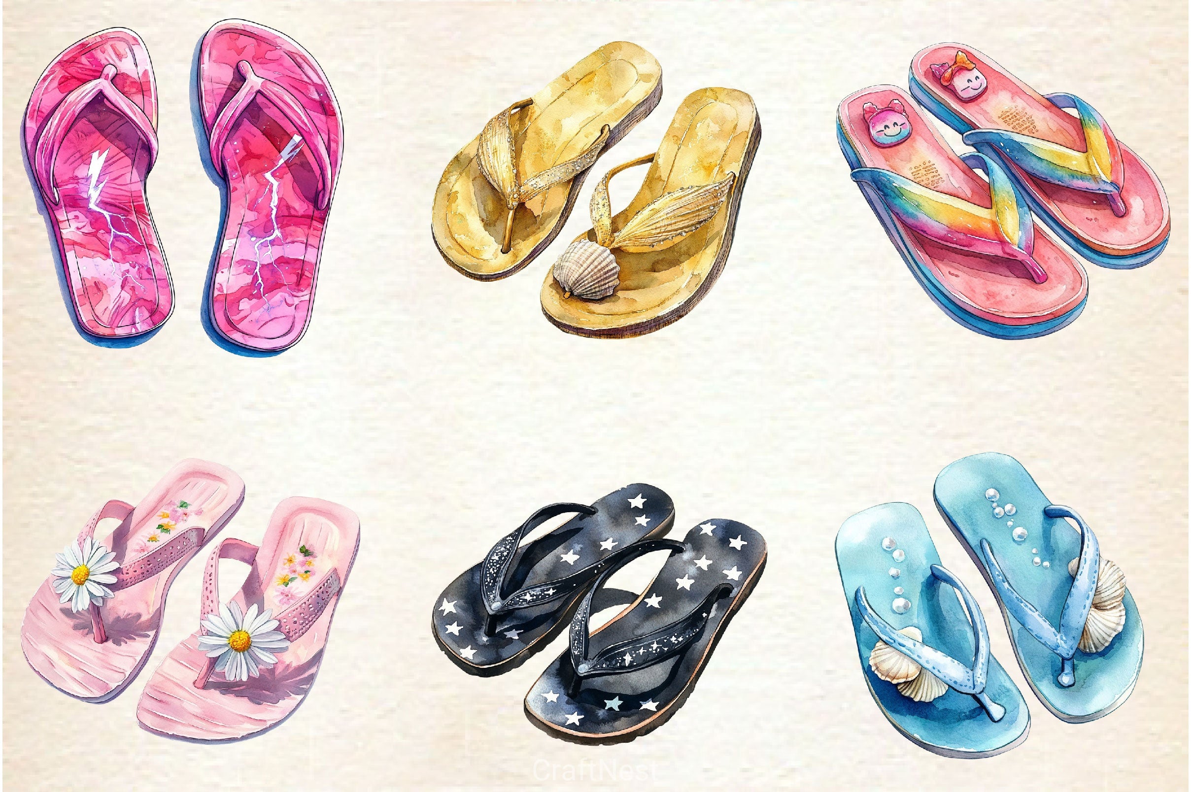 Summer Flip Flops Clipart Bundle 2 - CraftNest - Digital Crafting and Art